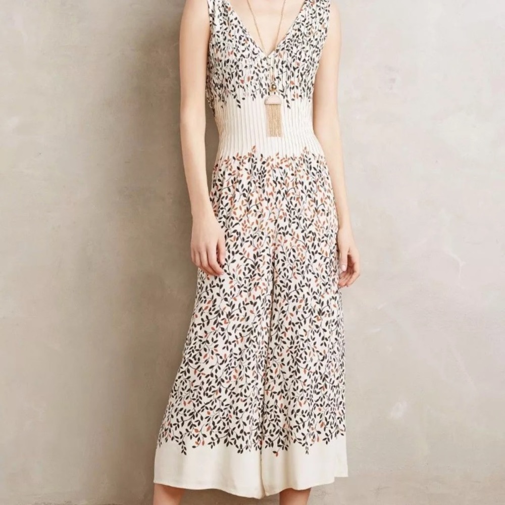 Anthropologie Cream and Black Jumpsuit